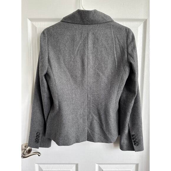 Talbots Kate Fit Wool Blazer Jacket grey pleated ruffel accents 4 - Picture 14 of 15